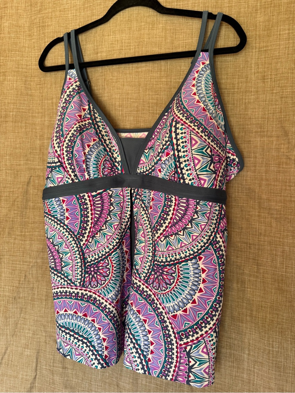 Free Country Pink & Teal Geometric Tankini Top